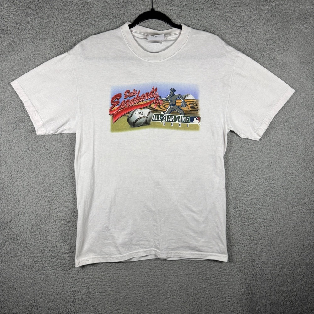 Chase Authentics Dale Earnhardt Jr 2001 MLB All Star Game White T-Shirt Mens M